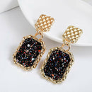 Large Rectangular Metal Drop Earrings Ladies Party Hanging Earrings Fashion