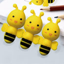 4Pcs/Set Cute Little Bee Design Rubber Pencil Eraser Stud Stationery Office Y9X0