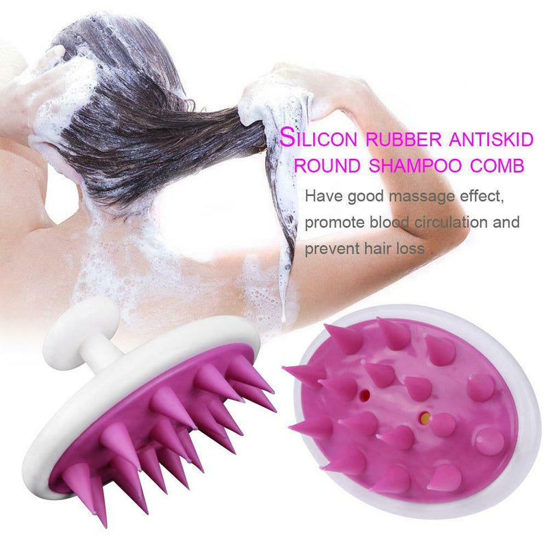 Silicone Head Hair Washing Round Comb Scalp Massage Antiskid Hairbrush A