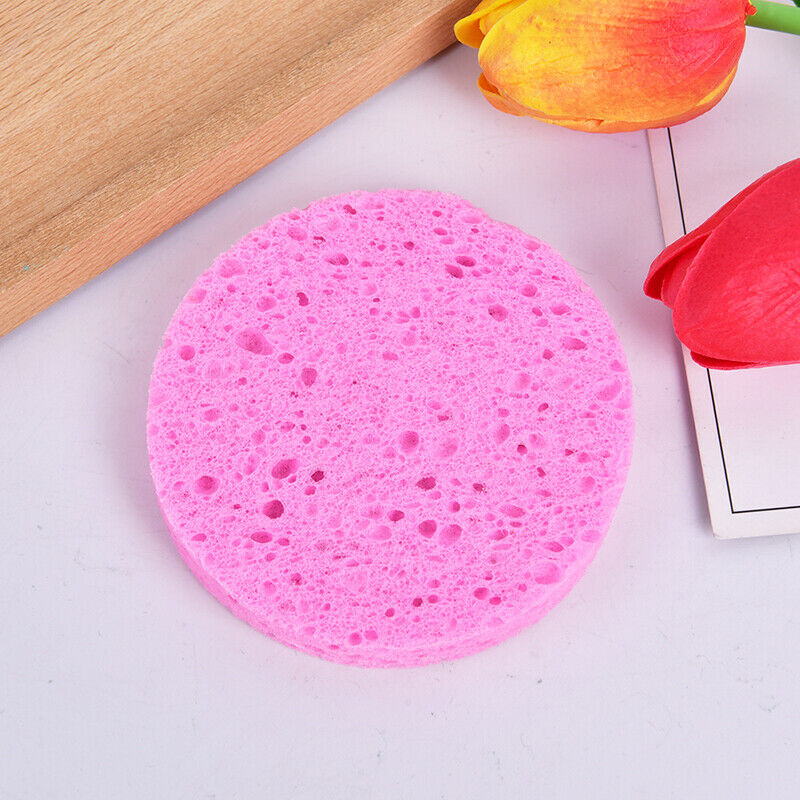 Natural Plant Fiber Face Wash Cleansing Round Sponge Beauty Makeup Tool Pink: Kw
