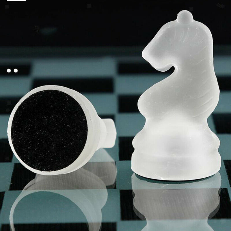 Glass Chessboard Glass Chess Set Hand Crafted for Chess Lovers Toys 20x20cm
