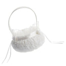 Satin Wedding Flower Girl Basket Flower Basket (C) White
