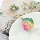 Rainbow Stone Natural Crystal Chakra Rock Chain Quartz Pendant Necklace Jewelry