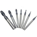 7Pcs Radius Ball Nose 2 Flutes Shank Spiral Deep Slotting Router Bits for C