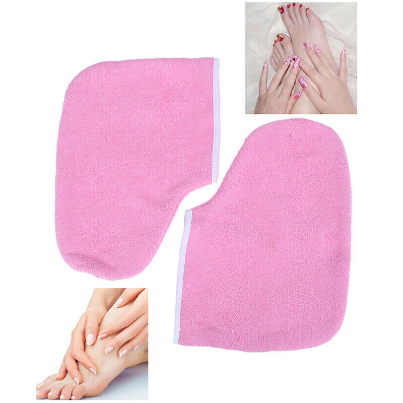 1Pair Paraffin Wax Bath foot Care Foot cover Cloth Spa Pedicure Nursing Pink FT