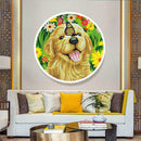 Dog Mural Pink Tassels DIY Diamond Painting Special Shape Drill Home Decor