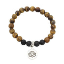Fashion Women Tiger Eye Stone Flower Pendant Strand Bracelet Jewelry Gift