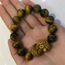14MM Feng Shui Tiger's Eye Stone Yellow Pi Xiu Beads Bracelet For Wealth Luck