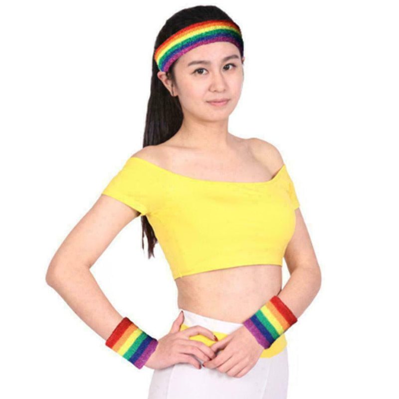 1x Rainbow Color Breathable Bracers Bracelet Badminton Running Fitness A3H3