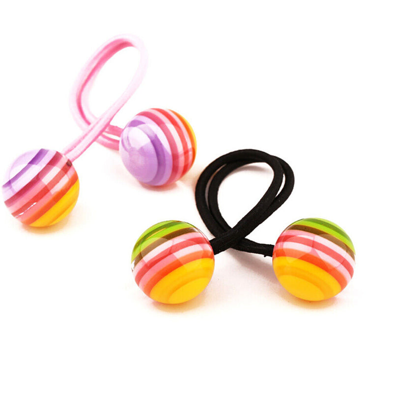 Striped Ball Elastic Rope  Hair Ties Ponytail Holder Head Band Hairbands  OZ