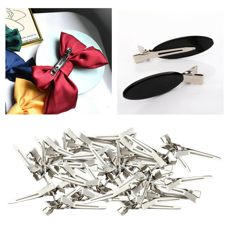 200x Iron Bows Alligator Curl Clips Blank Hair Pins Clamps DIY Projects