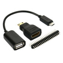 Mini-HDMI Male To HDMI Female Micro USB GPIO For Raspberry Pi Zero Black