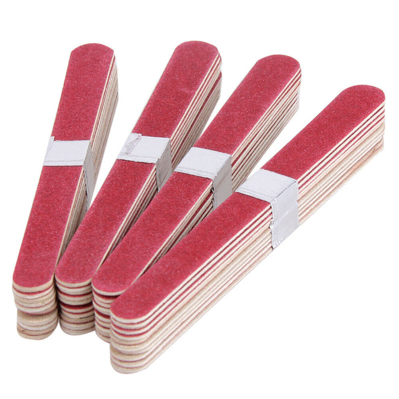 40pcs Nail Art Manicure Buffer Sanding Files Wood Crescent Sandpaper Grit
