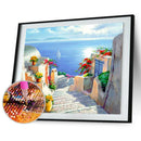 5D Full Round Drill Diamond Painting Seaside Castle Steps DIY Cross Stitch