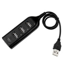 USB Hub 5Mbps High Speed Multi USB 2.0 Adapter 4 Port Splitter (Black) A