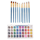 36 Colors Artist Solid Watercolor Paints Pan Set With 10x Painting Brushes