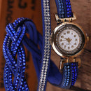 New Fashion Luxury Rhinestone Bracelet Watch Women Quartz Watch Blue A