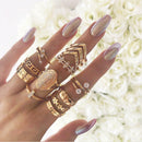 13pcs/set Rhinestone Letter Ring Women Geometric Knuckle Rings Jewelry Gift