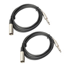 2 Pack XLR 3-Pin Male to 1/4" 6.35mm Mono Mic Microphone TRS Cable Plug 6ft