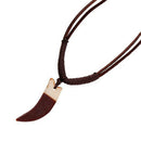 Fashion Men Faux Leather Bone Horn Shape Adjustable Chain Necklace Jewelry Gi Gw