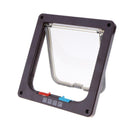 4 Way Lockable Dogs Cat Security Flap Door Kitten Puppy Pets Gate (Brown S)