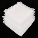 5Pack Men Women 100% Cotton White Handkerchiefs Comfy Hanky Party Hankies