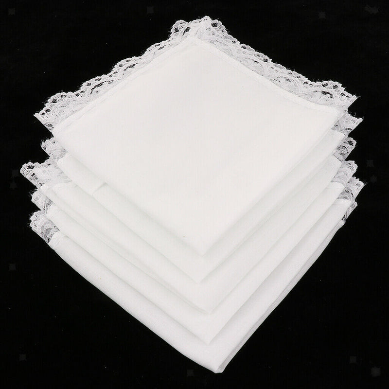 5Pack Men Women 100% Cotton White Handkerchiefs Comfy Hanky Party Hankies