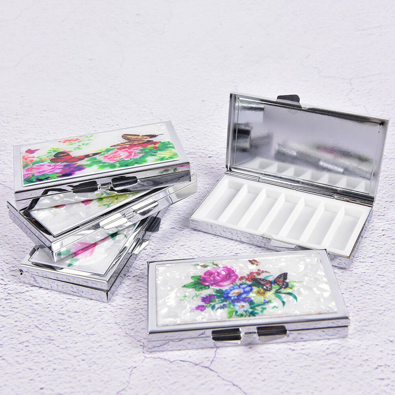 Rectangle Portable Metal Pill Box Medicine Tablet Storage  Vitamin Container FT