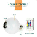 Smart E27 RGB Bluetooth Speaker LED Bulb Lamp Light Dimmable with Remote Control