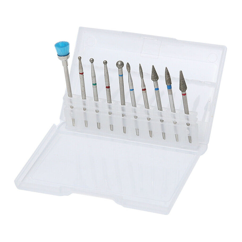 10PCS Nail Drill Bits, Cuticle Cleaner Dust Drill Brush Rotary Polishing Buffing