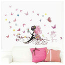 Butterfly flower fairy pattern bedroom living room background Wall Stickers