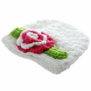 Baby Flower Crochet Beanie Handmade Hat Winter Knit Cap (White)