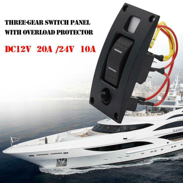 1 Gang Boat Marine Switch Panel ON-OFF-ON Rocker Switch with Circuit Breaker