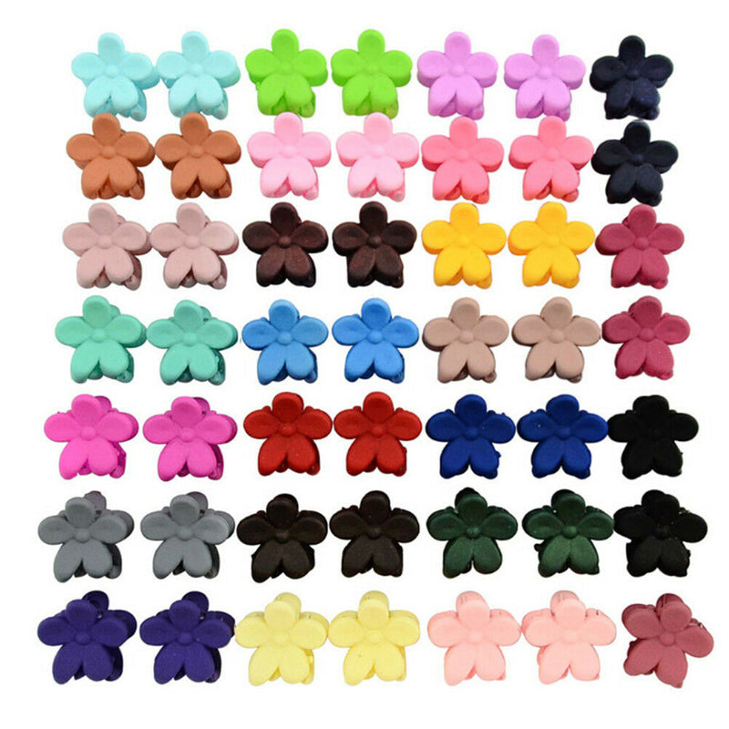 50 PCS Kids Baby Plastic Girls Hairpins Mini Claw Hair Clips Clamp Flower Ew