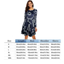 Christmas Floral Long Sleeve A-line Dress O-neck Retro Women Dresses (S)
