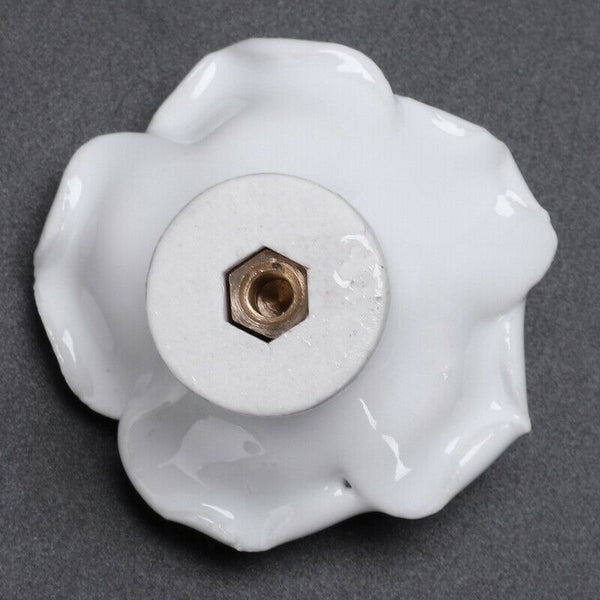1 x Button Door Handle Drawer Cabinet Closet Ceramic Flower Rose Dresser Kn C5U7