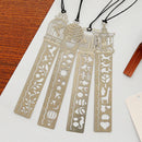 4 Pcs Creative Ultra-thin Hollow Metal Fairy Tale World Ruler Bookmark 14*2.5cm