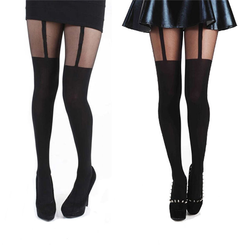 Fashion Women Temptation Sheer Mock Suspender Tights Pantyhose Stockings B Gw