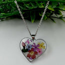 Pressed Flower Heart Pendant Necklace