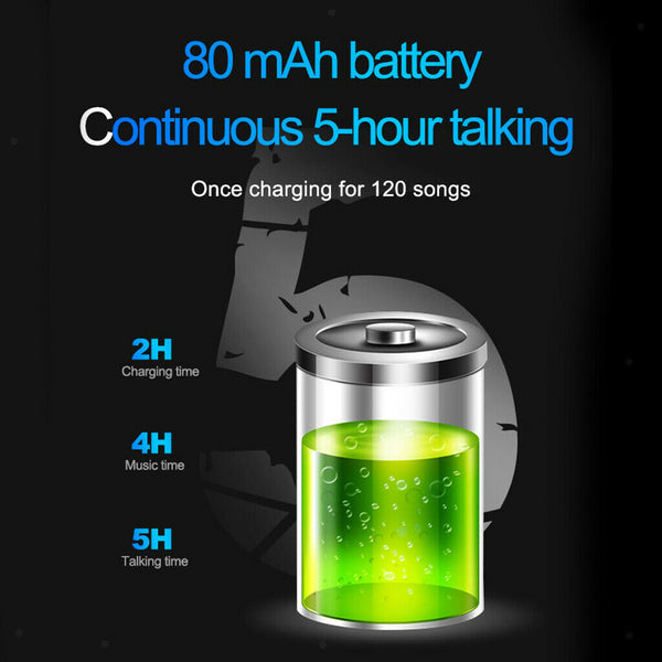 Bluetooth Headset Clip Earphone Sport Universal Earpiece Handsfree Black