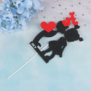 1X Cake Topper Black Boy & Girl with Red Heart Wedding Paper DIY Wedding PartyME