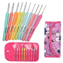with Bag Set of 10 Aluminum Crochet Hooks Knitting Needles Multi Color