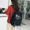 4pcs/set Letter Print Canvas Women Totes Pen Bags Clutch Backpacks (Black)