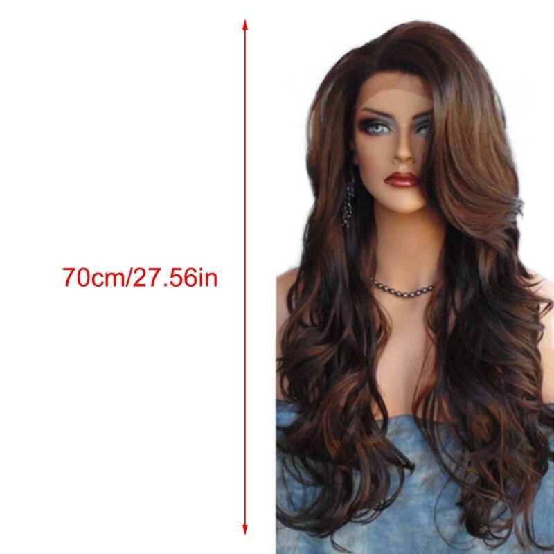 70cm Casual Synthetic Long Curly Wig Side Part Mixed Color Heat Resistant Hair