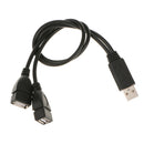 30CM USB Splitter Cable, Male to 2 Female Adapter USB Cord, 2 Port Hub for Data
