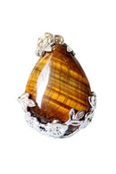 Women Angel Tears Water Drop Semi-Precious Gemstones Pendant -Yellow Tiger'
