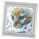 Stamped Cross Stitch Kit Watercolor Cat Pattern Christmas Gift 14CT 32x32cm