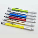 6 in1 Pen Ball-point Pen Level Caliper Screwdriver Stationery Tech tool 1.0mm AA