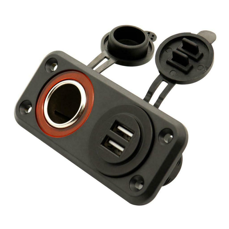 Dual USB Charger Power Socket 12V Cigarette Lighter Adapter for Car Boat Marine