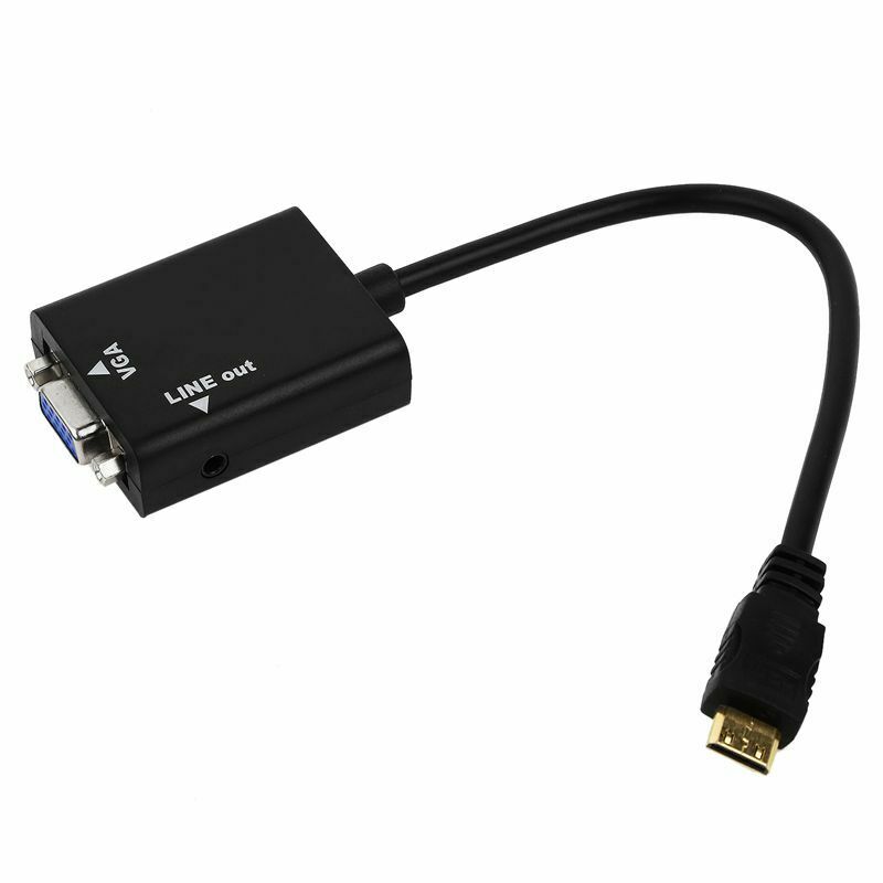 PC HDMI to VGA SVGA RGB Video + Audio Cable Converter Adapter F7O4
